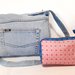 Borsa jeans con Pochette a fiori realizzate interamente a mano