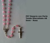 P57-Rosario con Perle Acriliche Sfaccettate AB 5 - Rosa