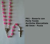P61-Rosario con Acriliche Sfaccettate AB 5 - Fuxia