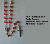P63-Rosario con Acriliche Sfaccettate AB 5 - Rubino