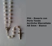 P64-Rosario con Acriliche Sfaccettate AB 5 - Bianco