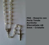 P66-Rosario con Acriliche Sfaccettate AB 5 - Cristallo