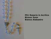 P51-Rosario in Acrilico Bicono 5mm - Bianco Alabastro