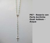 P67-Rosario con Perle Acriliche Ovali 4x6 - Acqua
