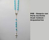 P68-Rosario con Perle Acriliche Ovali 4x6 - Acquamarina