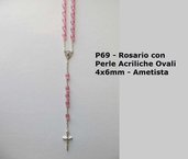 P69-Rosario con Perle Acriliche Ovali 4x6 - Ametista