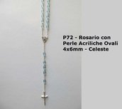 P72-Rosario con Perle Acriliche Ovali 4x6 - Celeste