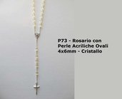P73-Rosario con Perle Acriliche Ovali 4x6 - Cristallo