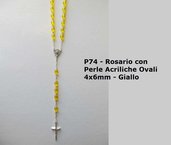 P74-Rosario con Perle Acriliche Ovali 4x6 - Giallo