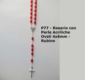 P77-Rosario con Perle Acriliche Ovali 4x6 - Rubino
