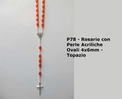 P78-Rosario con Perle Acriliche Ovali 4x6 - Topazio