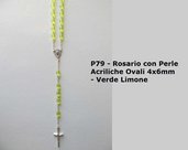 P79-Rosario con Perle Acriliche Ovali 4x6 - Verde Limone
