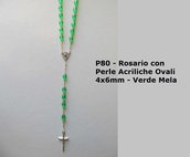 P80-Rosario con Perle Acriliche Ovali 4x6 - Verde Mela