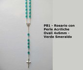 P81-Rosario con Perle Acriliche Ovali 4x6 - Verde Smeraldo