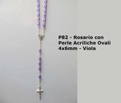 P82-Rosario con Perle Acriliche Ovali 4x6 - Viola