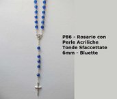 P86-Rosario Acriliche Tonde Sfaccettate 6mm- Bluette