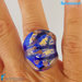 Blu e Oro – Anello fedina a fascia in vetro di Murano e avventurina fatto a mano