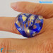 Blu e Oro – Anello fedina a fascia in vetro di Murano e avventurina fatto a mano