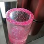 Porta candele rotondo glitter rosa