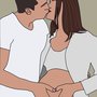 Ritratto Digitale di Coppia incinta. Illustrazione. Regalo unico