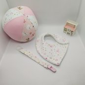 Coordinato per neonata , rosa e bianco 