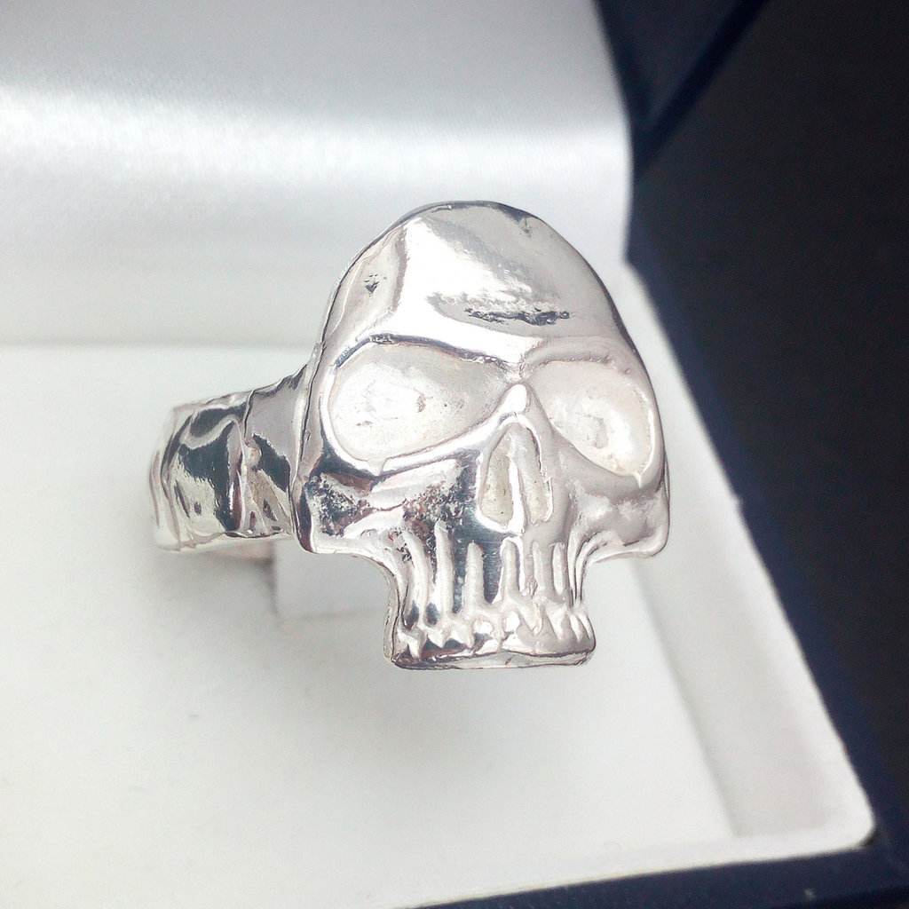 Anello Teschio Con Farfalla Argento 925 | Gotico Regolabile Uomo Donna - Foto 5