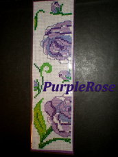 Segnalibro punto croce #4 Purple Roses
