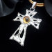 Ciondolo "croce" da donna in argento 925 con tormalina gialla fatto a mano C16