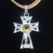 Ciondolo "croce" da donna in argento 925 con tormalina gialla fatto a mano C16