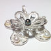 Ciondolo da donna "fiore" argento 925 con perle bianche/nere fatto a mano C159