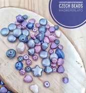Perline di vetro ceche mix Viola lilla tema estate mare 50gr circa