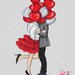 Schema punto croce S.Valentino- bacio sotto i palloncini rossi