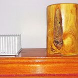 Portapenne in legno d’Ulivo, artigianale, con porta post-it, fatto a mano, ecologico, regalo compleanno, ufficio, San Valentino