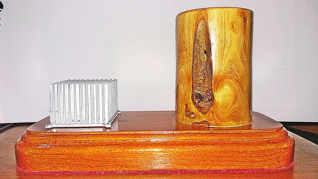 Portapenne in legno d'Ulivo, artigianale, con porta post-it, fatto