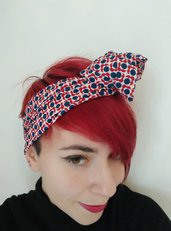 Fascia turbante per capelli modellabile rossa blu bianca