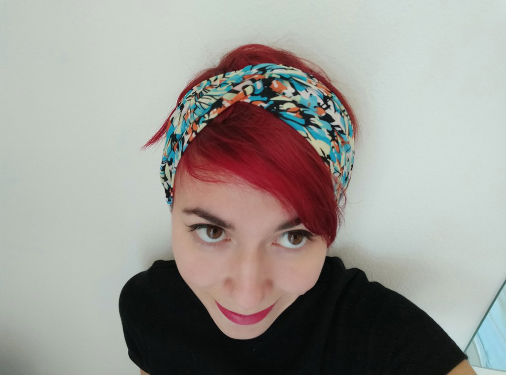 Fascia Elasticata Per Capelli In Cotone Bio – Fatte A Mano In Germania, Per Bambine E Donne (Stelline Rosa/Rosso)