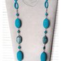 Collana turchese con ovali crochet e pietre turchesi a mosaico