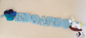 banner name personalizzati in pannolenci cavallo a dondolo con cuori in scala di blu