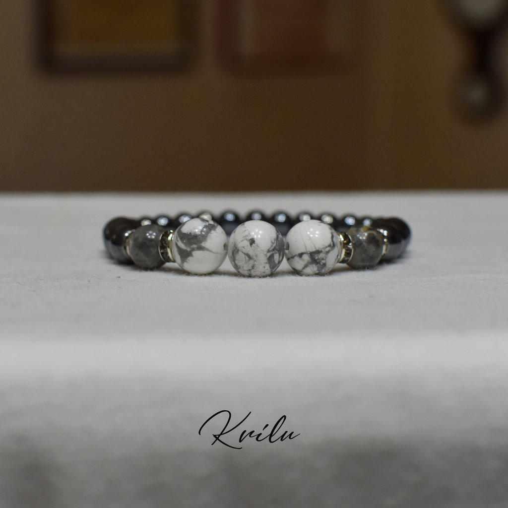 COAI Bracciale Multistrato In Pietre Dure: Labradorite 8mm E Granato 6mm - Gioiello Elastico Donna, Per Meditazione E Benessere