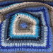 Copertina neonato uncinetto quadrata 78x78, toni blu, lana baby