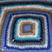Copertina neonato uncinetto quadrata 78x78, toni blu, lana baby