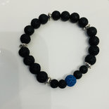 Bracciale Pietra Lavica Nero Turchese Naturale Perle Elastico - Foto 6