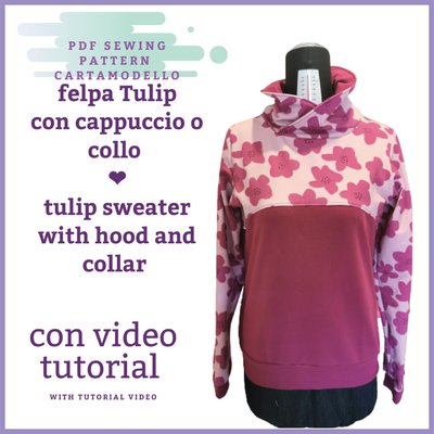 Felpa Con Cappuccio E Collo Alto Per Donna – Colori A Contrasto Con Stampa Floreale, Taglie S-XXL, Rosa/Azzurro/Verde