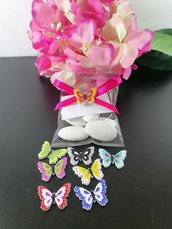 Sacchetto porta confetti con farfalla in legno 