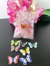 Sacchetto porta confetti con fiocchetto rosa e merletto con farfalla  in legno porta fortuna 