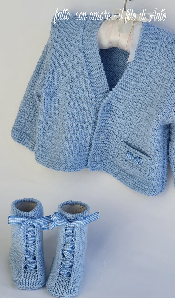 Cardigan da Bambina Lavorato a Mano Blu 128 14583