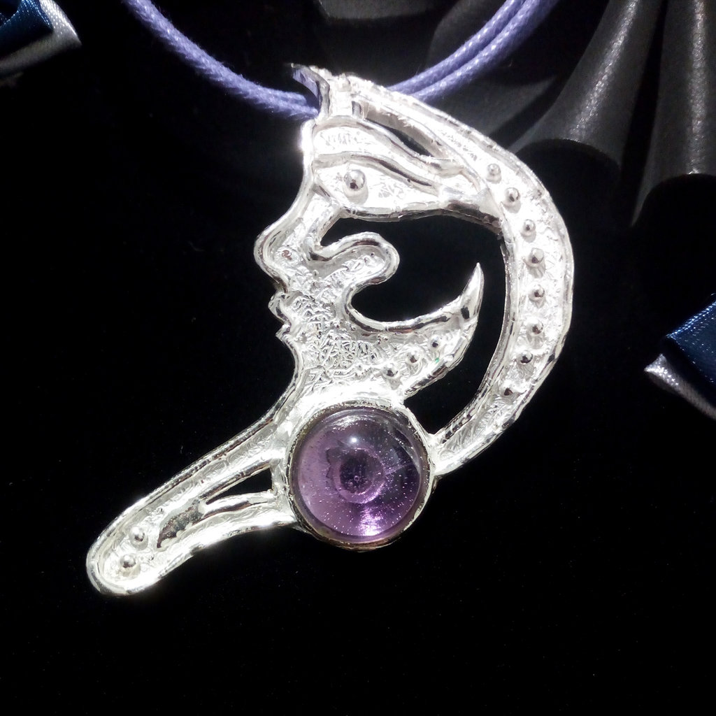 VIKI LYNN – Collana Donna In Argento Sterling 925 Con Ciondolo Gatto Sulla Luna E Stella CZ Rossa