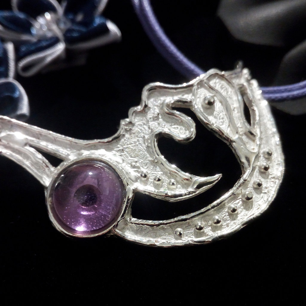 Ciondolo con pietra preziosa di ametista verde: fatto a mano in argento sterling 925 - Italia