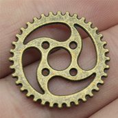 Charms ciondolo ruota dentata 31 mm bronzo steampunk