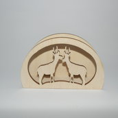 Portatovagliolo in legno artigianale sagoma cervo cm 15x10x5